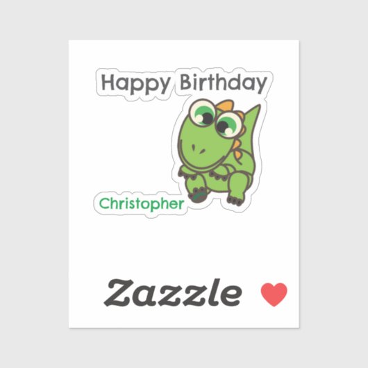 Gepersonaliseerde schattige groene dinosaurussen b sticker (Vel)