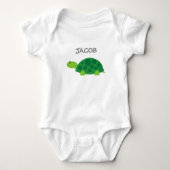 Gepersonaliseerde schattige groene schildpad kinde romper (Voorkant)