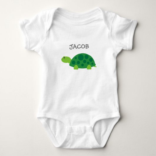 Gepersonaliseerde schattige groene schildpad kinde romper (Voorkant)