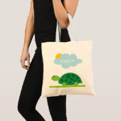 Gepersonaliseerde schattige groene schildpad kinde tote bag (Voorkant (product))
