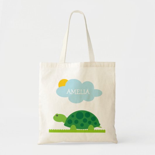 Gepersonaliseerde schattige groene schildpad kinde tote bag (Voorkant)