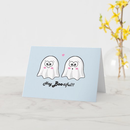 Gepersonaliseerde schattige Halloween 'Hey Bootifu Kaart (Gele Bloem)