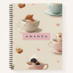 Gepersonaliseerde Schattige hamster in Teacup Patt Notitieboek