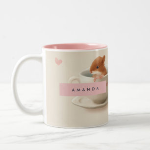 Gepersonaliseerde Schattige hamster in Teacup Patt Tweekleurige Koffiemok