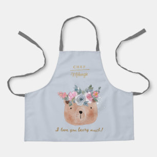 Gepersonaliseerde Schattige Ik hou van je Beary Schort
