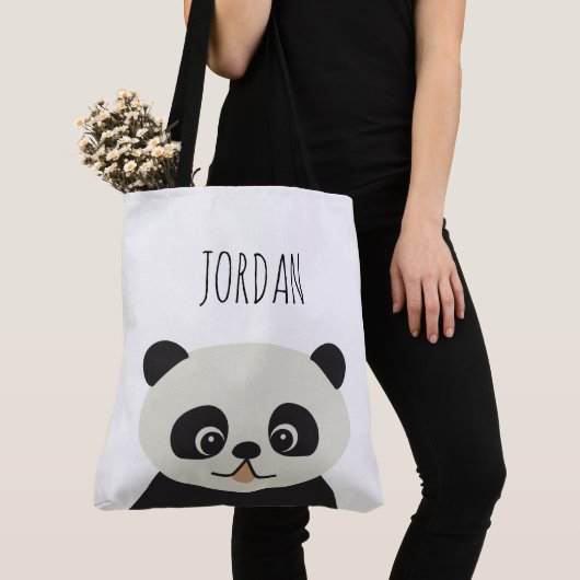 Gepersonaliseerde schattige illustratie panda beer tote bag (Dichtbij)