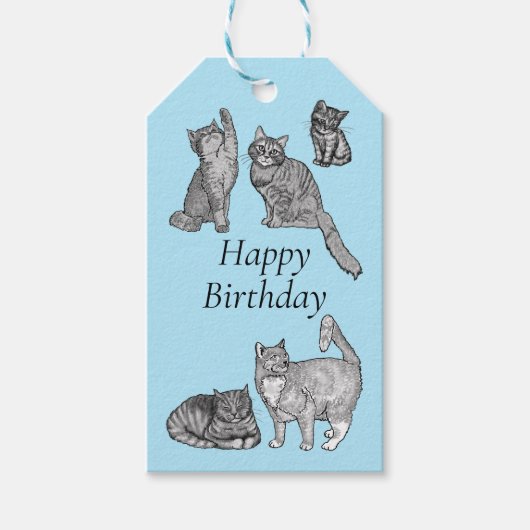 Gepersonaliseerde schattige kat en kitten cadeau cadeaulabel (Voorkant)