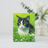 Gepersonaliseerde Schattige kat in een veld van Da Briefkaart (Staand voorkant)