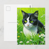 Gepersonaliseerde Schattige kat in een veld van Da Briefkaart (Voorkant / Achterkant)