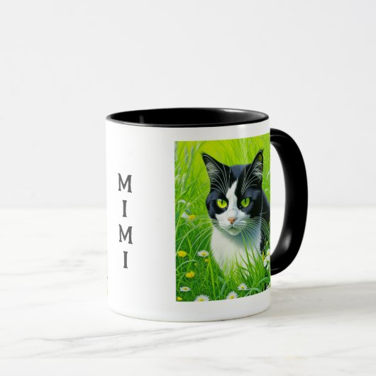 Gepersonaliseerde Schattige kat in een veld van Da Mok (Voorkant rechts)