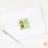 Gepersonaliseerde schattige kerst elf vierkante sticker (Envelop)