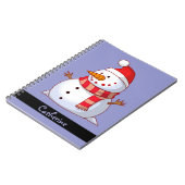 Gepersonaliseerde schattige kerst sneeuwman notitieboek (Linkerzijde)