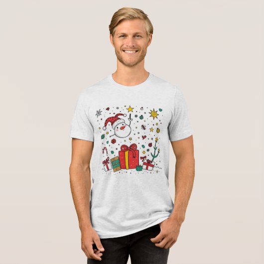 gepersonaliseerde schattige kerstkleding Tri-Blend shirt (Voorkant volledig)