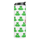 Gepersonaliseerde schattige kikker | Naam in Hart Thermosbeker (Gedraaid links)