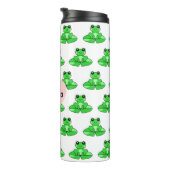 Gepersonaliseerde schattige kikker | Naam in Hart Thermosbeker (Geroteerd rechts)