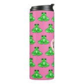 Gepersonaliseerde schattige kikker | Naam in Hart Thermosbeker (Gedraaid links)