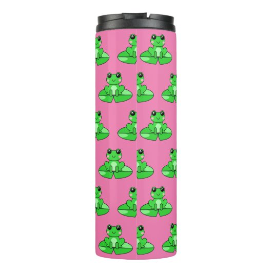 Gepersonaliseerde schattige kikker | Naam in Hart Thermosbeker (Achterkant)