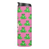 Gepersonaliseerde schattige kikker | Naam in Hart Thermosbeker (Geroteerd rechts)