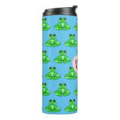 Gepersonaliseerde schattige kikker | Naam in Hart Thermosbeker (Gedraaid links)