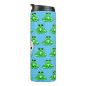 Gepersonaliseerde schattige kikker | Naam in Hart Thermosbeker (Geroteerd rechts)