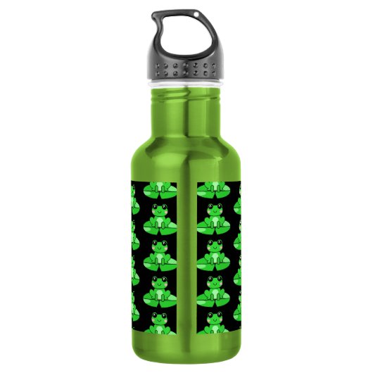 Gepersonaliseerde schattige kikker | Naam in Hart Waterfles (Achterkant)