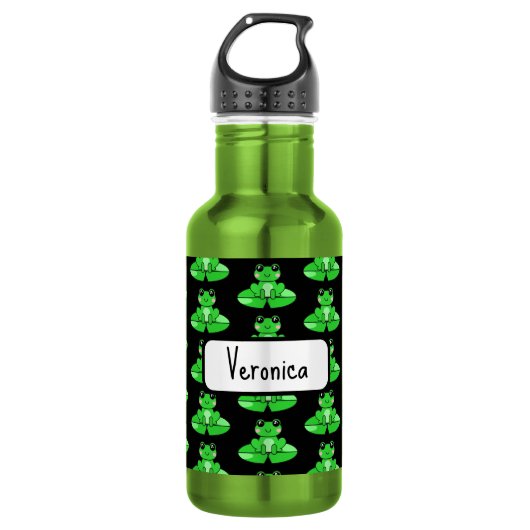 Gepersonaliseerde schattige kikker | Naam in Hart Waterfles (Voorkant)