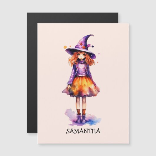 Gepersonaliseerde schattige Kind heks Halloween (Voorkant / Achterkant)