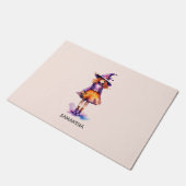 Gepersonaliseerde schattige Kind heks Halloween Deurmat (Schuin)
