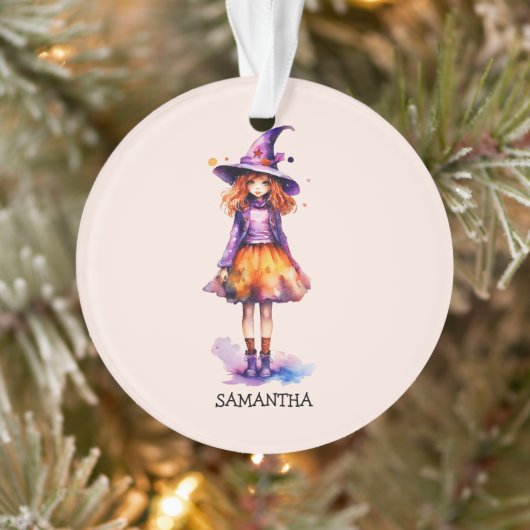 Gepersonaliseerde schattige Kind heks Halloween Ornament (Boom)