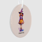 Gepersonaliseerde schattige Kind heks Halloween Ornament (voorkant)