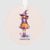 Gepersonaliseerde schattige Kind heks Halloween Ornament (achterkant)