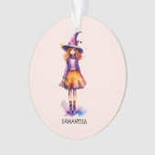 Gepersonaliseerde schattige Kind heks Halloween Ornament (voorkant)