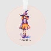 Gepersonaliseerde schattige Kind heks Halloween Ornament (voorkant)