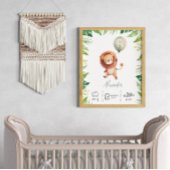 Gepersonaliseerde schattige leeuw met ballonnen kw poster