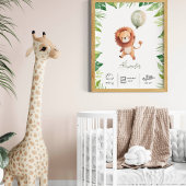 Gepersonaliseerde schattige leeuw met ballonnen kw poster