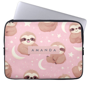 Gepersonaliseerde Schattige Luiaard met Sterrenpat Laptop Sleeve