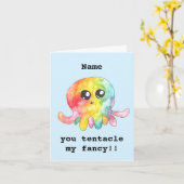 Gepersonaliseerde schattige octopus valentijnen kaart (Gele Bloem)