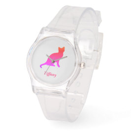 Gepersonaliseerde schattige ombre kat horloge