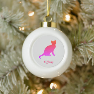 Gepersonaliseerde schattige ombre kat keramische bal ornament