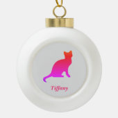 Gepersonaliseerde schattige ombre kat keramische bal ornament (Voorkant)