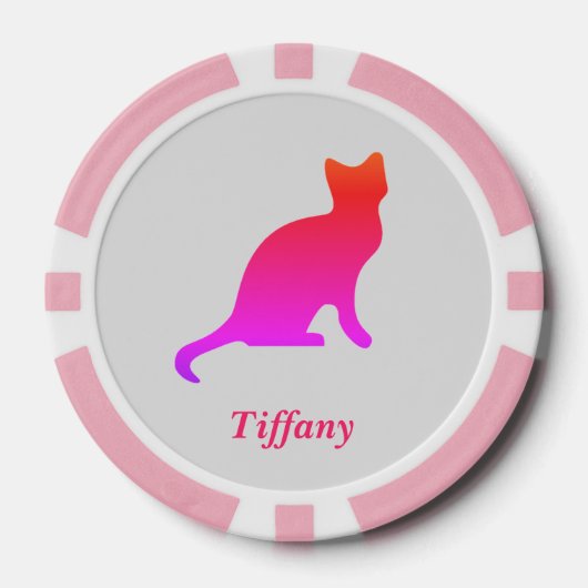Gepersonaliseerde schattige ombre kat poker chips (Voorkant)