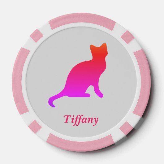 Gepersonaliseerde schattige ombre kat poker chips (Achterkant)