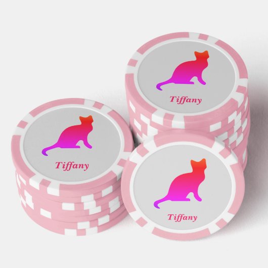 Gepersonaliseerde schattige ombre kat poker chips (Opstapeling)