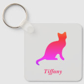 Gepersonaliseerde schattige ombre kat sleutelhanger (Voorkant)