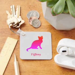 Gepersonaliseerde schattige ombre kat sleutelhanger