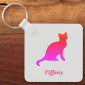 Gepersonaliseerde schattige ombre kat sleutelhanger (Voorkant)