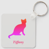 Gepersonaliseerde schattige ombre kat sleutelhanger (Achterkant)