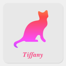 Gepersonaliseerde schattige ombre kat vierkante sticker