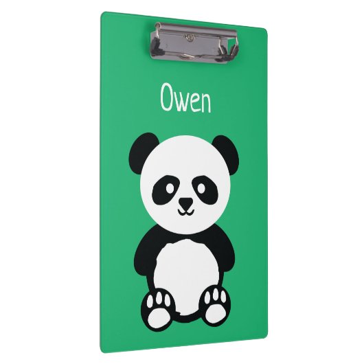 Gepersonaliseerde Schattige Panda Beer Groene Kind Klembord (Rechts)