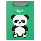 Gepersonaliseerde Schattige Panda Beer Groene Kind Klembord (Voorkant)